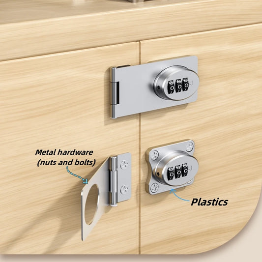 Mechanical Password Locks Door Security Slide Latch Lock for Small Doors Cabinets Barn Door Bathroom Outdoor Garage Garden