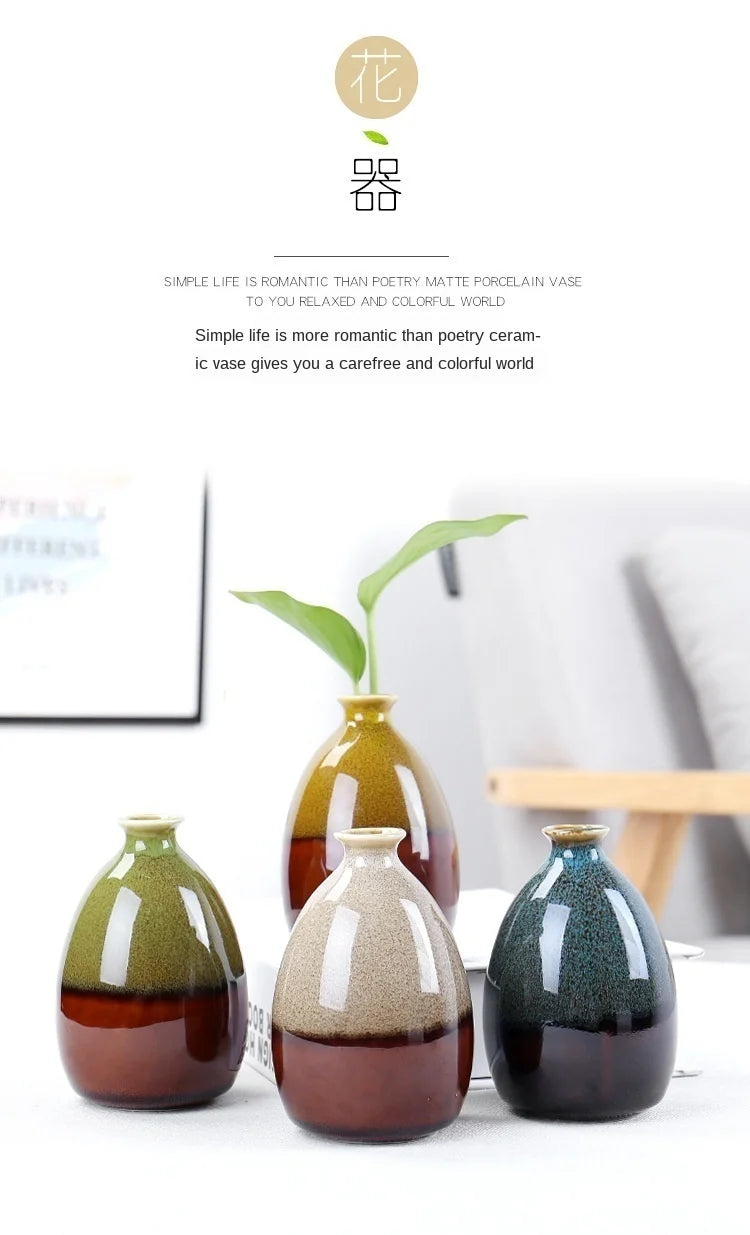 Modern Flower Vases For Homes Ceramic Vase Decoration Flower Glaze Flower Home Accessories Ceramic Craft Ornaments Green Plant