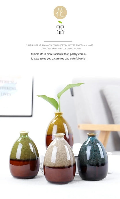 Modern Flower Vases For Homes Ceramic Vase Decoration Flower Glaze Flower Home Accessories Ceramic Craft Ornaments Green Plant
