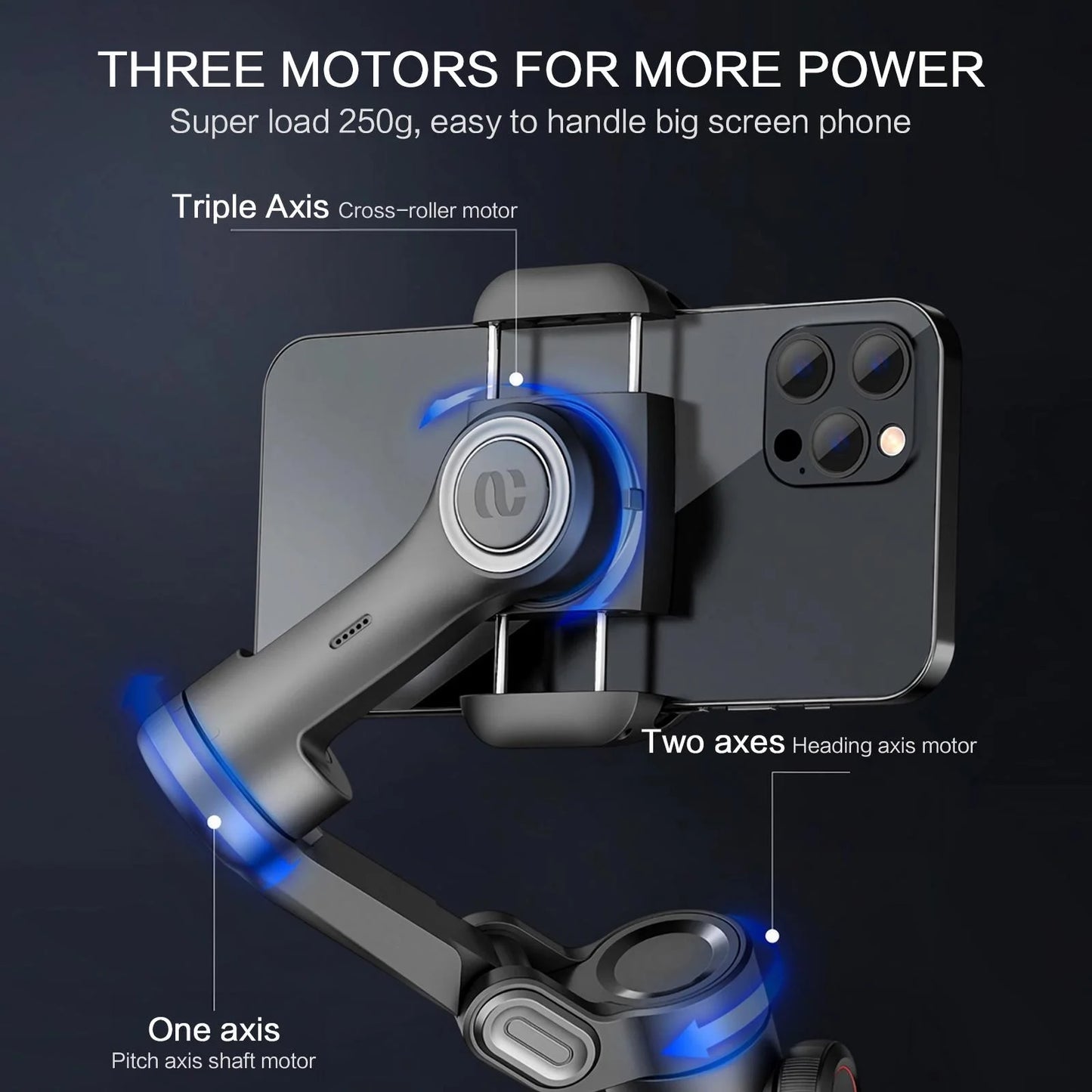 3-Axis Handheld Gimbal Stabilizer for Smartphone Anti-Shake Selfie Stick with Face Tracking