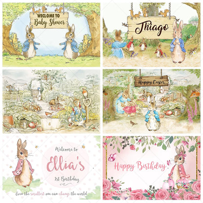 Spring Rabbit Background Kids Birthday Party Baby Shower Decor Rabbit Peter and His Animal Friends Vegetable Garden Photo Props