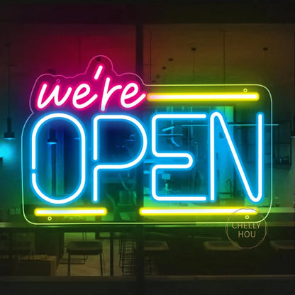 We're Open Neon Sign for Business LED Neon Open Signs Light Up Open Sign for Shop Store Florists Bar Salon Cafes Restaurant Pubs