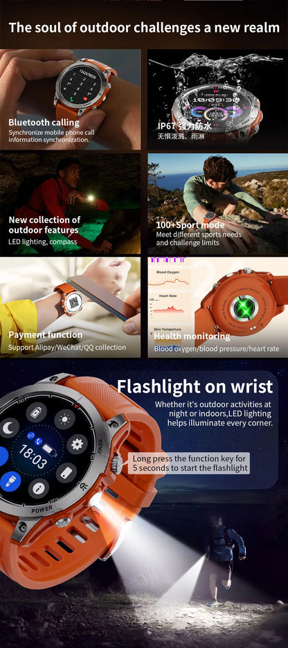 Smart Watch Man Fitness Tracker Miltary Connected NFC Compass Aiweile AW45 Sport Bluetooth Call Siri Dialing Korean Hebrew Games