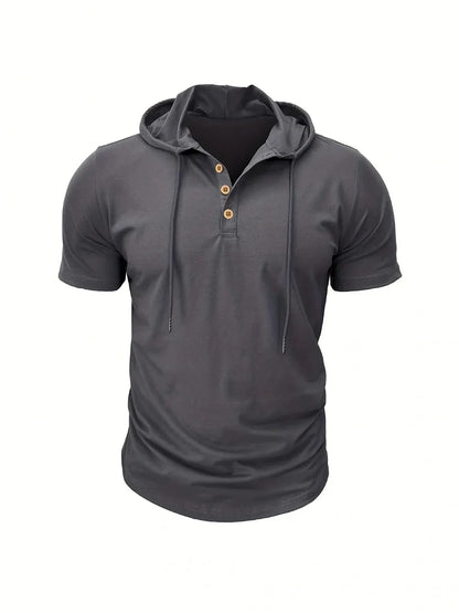 Men T Shirts  Summer Slim Fitness Hooded Short-Sleeved Bodybuilding Quick Dry Tshirt Male Gym Clothes Breathable Sports Tops