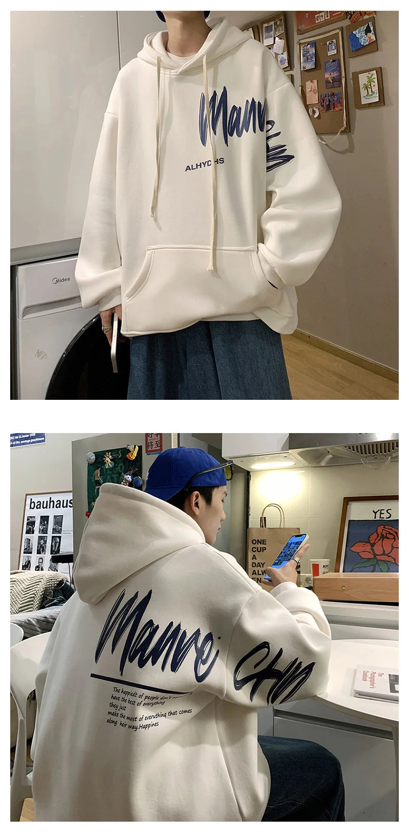 Men's Oversized Hoodie White With Hat 5XL Hoodies Oversize for Men Funny Letter Print Man Casual Wear Hoody Male Sweatshirt