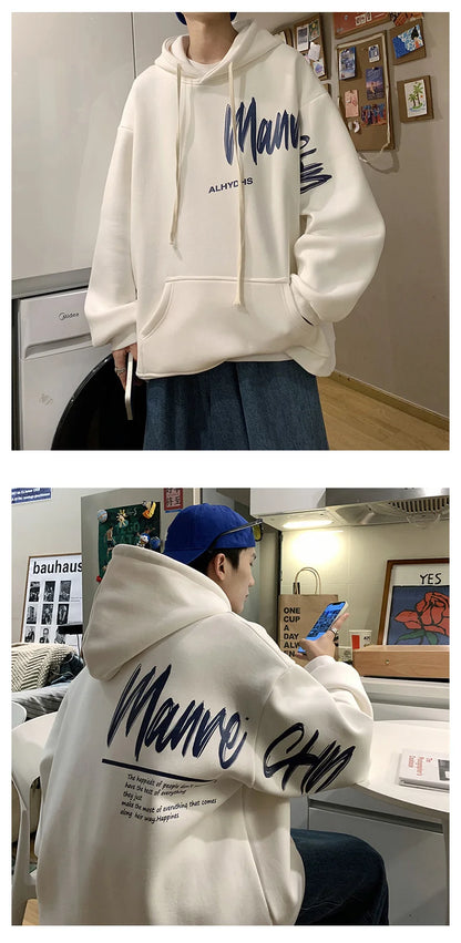 Men's Oversized Hoodie White With Hat 5XL Hoodies Oversize for Men Funny Letter Print Man Casual Wear Hoody Male Sweatshirt