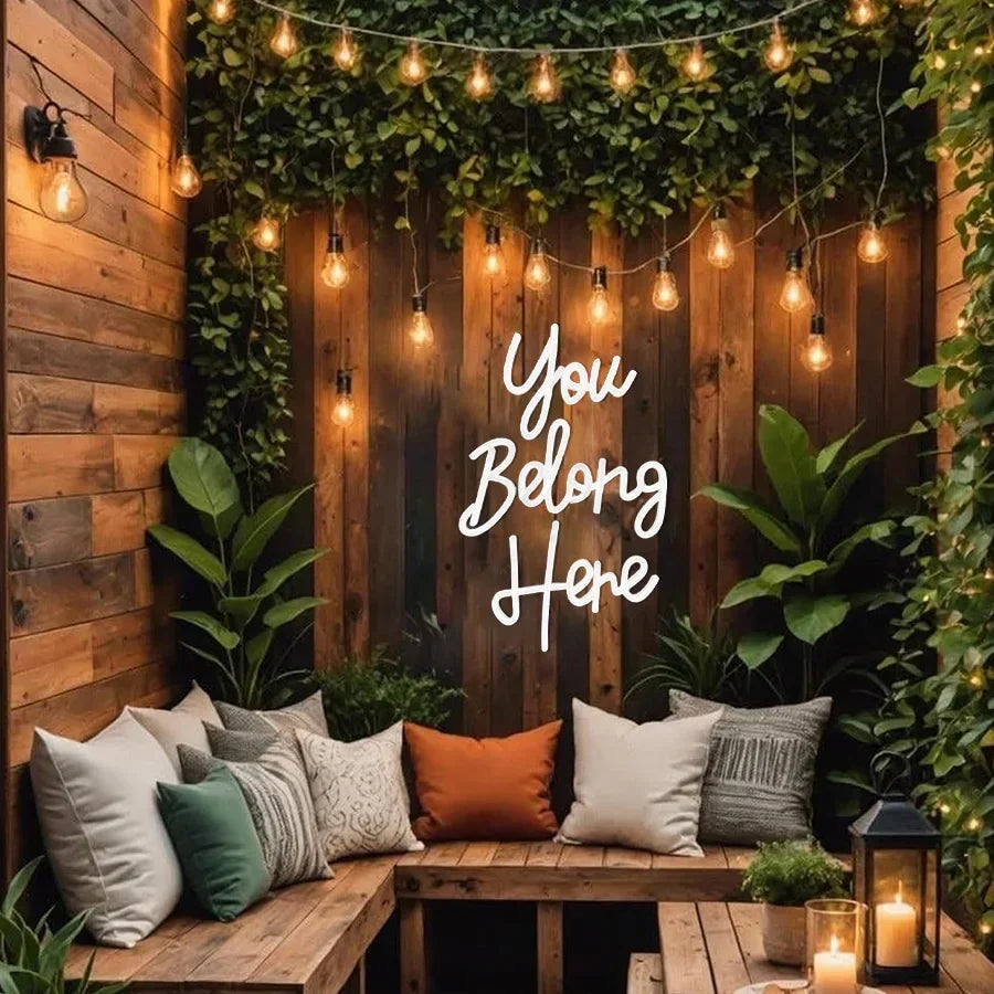 Led Neon Light For Classroom Decor,Bedroom Dorm,Office,Game Room,Man Cave,Party，You Belong Here Neon Sign For Wall Decor.