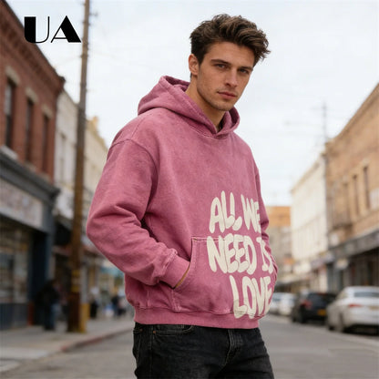 UA All We Need is Love New Hoodies for Men S-4XL Casual Street Wear Spring Autumn New Chic Outfit Hoodies Pullover