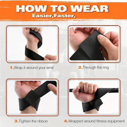 Wrist Straps for Weight Lifting Lifting Straps for Weightlifting Gym Wrist Wraps with Extra Hand Grips for Strength Training