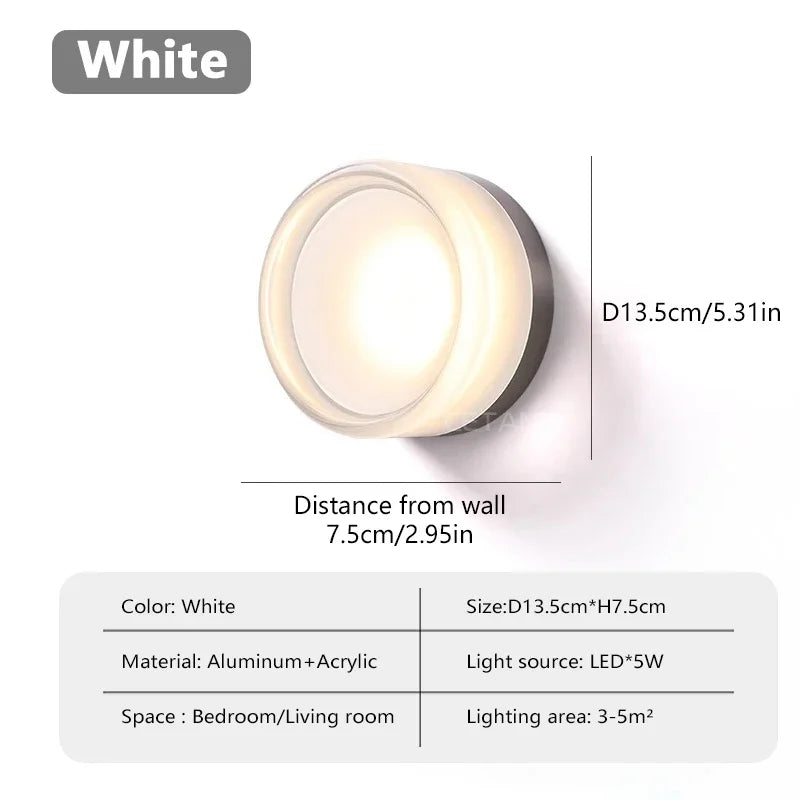Nordic LED Wall Lamp Designer Small Wall Sconces Bedside Room Decor Light Living Room Hotel Aisle Smoke Grey Lighting Fixture