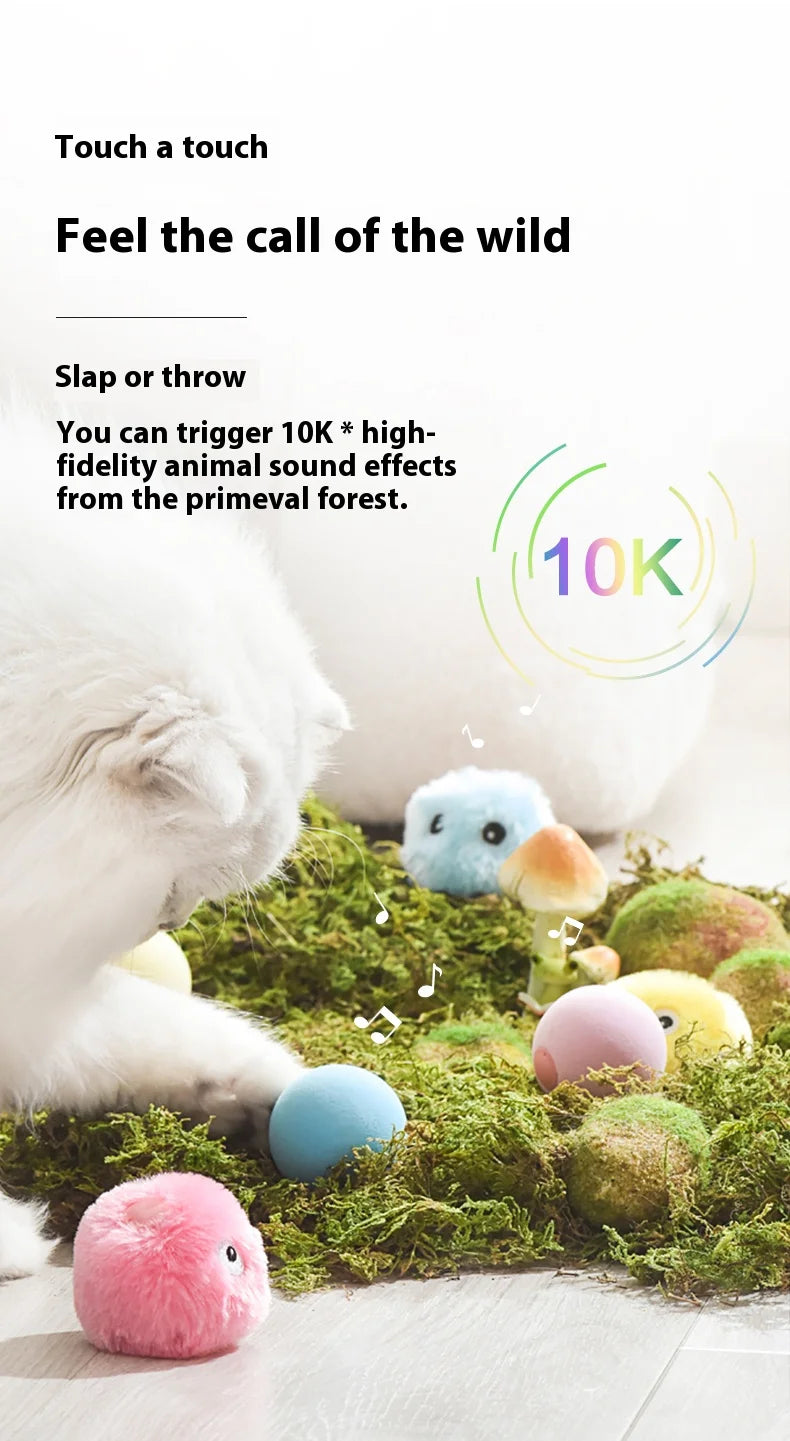 Interactive Ball Smart Cat Toys Plush Electric Catnip Training Toy Kitten Touch Sounding Pet Product Squeak Toy Ball