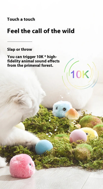 Interactive Ball Smart Cat Toys Plush Electric Catnip Training Toy Kitten Touch Sounding Pet Product Squeak Toy Ball