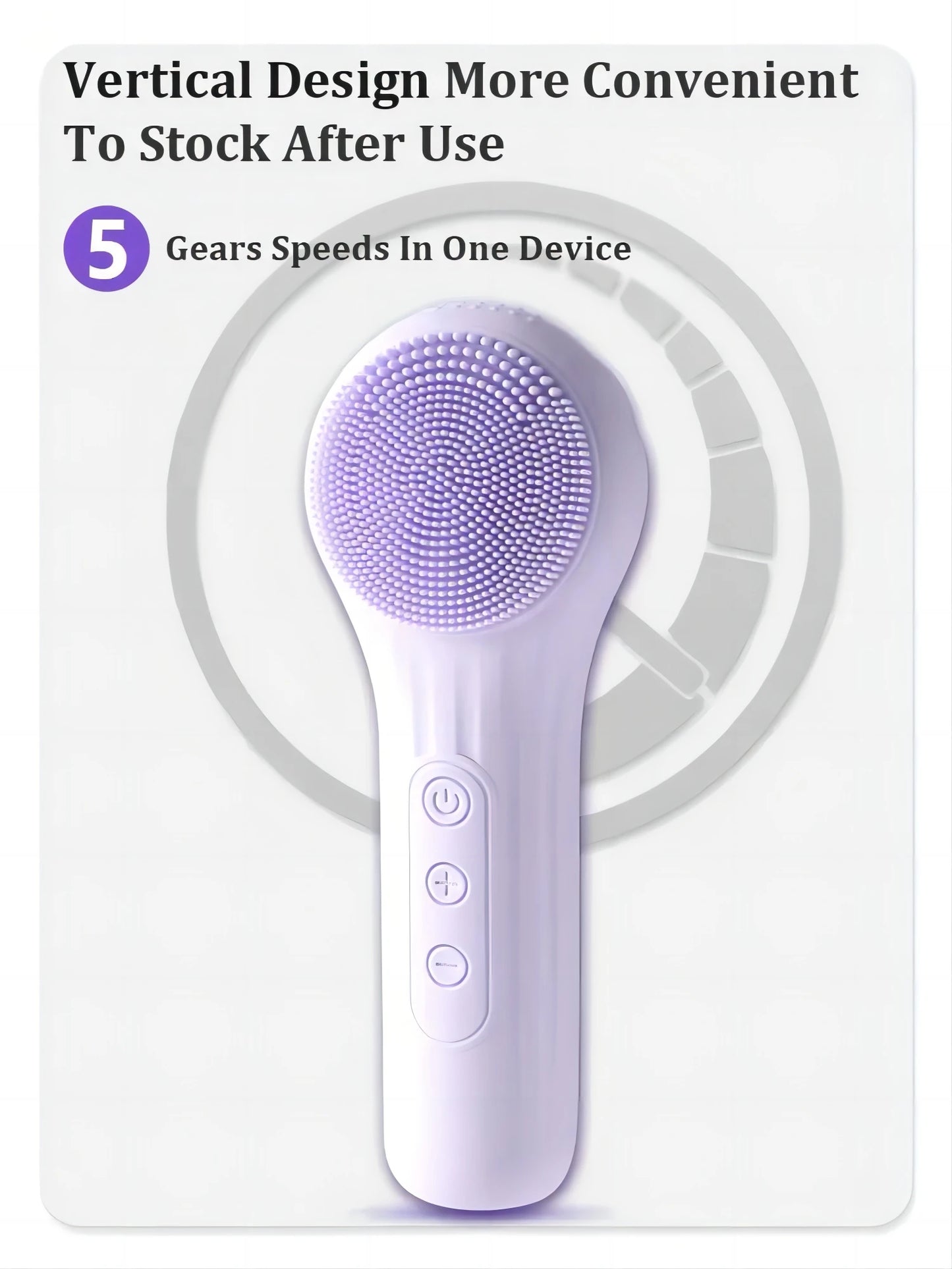 Silicone Face Scrubber Electric Facial Cleansing Brush with Heating Vibration Waterproof Face Wash Brush with 5 Speed Adjustable