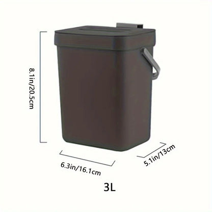 Space-Saving Quiet-Close Trash Can - 3/5L, Eco-Friendly Sealed Bin For Kitchen & Office, No Electricity Needed