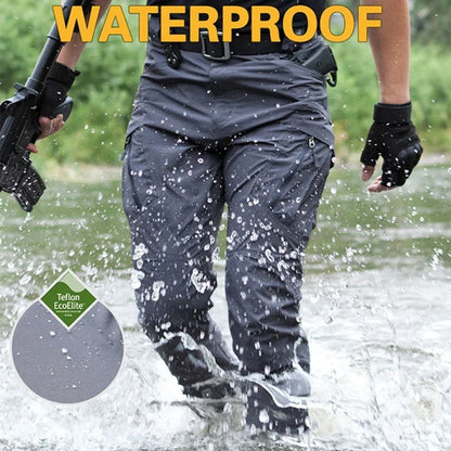 Mens Cargo Pants Multi Pocket Casual Training Pants Waterproof Wear Resistant City Work Trousers Outdoor Overalls Bottoms