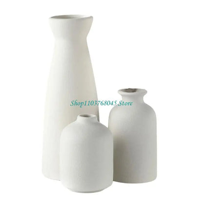 R53F 3Pcs Ceramics Vases for Florals Decoration Contemporary Geometrics Living Room Centerpieces