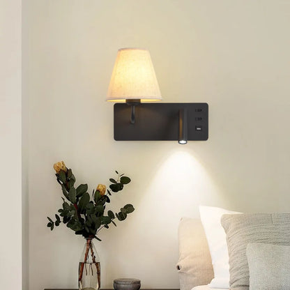 Nordic LED Wall Lamp Modern with Switch USB Wall Light Indoor Light Room Decor Reading Sconces For Hotel Bedside Bedroom Fixture