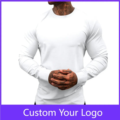 Mens Gym Workout Slim Fit Long Sleeve T-Shirt Performance Athletic Shirts Running Fitness Tee Loungewear Casual Crewneck Tops