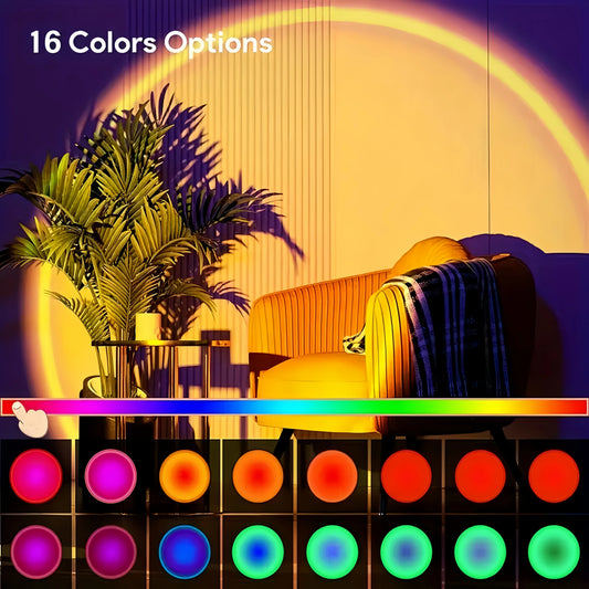 Sunset Ambient Light with Remote Control,16 Lighting Modes,Photography RGB Lamp,Bedroom Party Dinner Decoration,Sunset Shooting