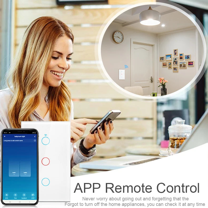 Work with Tuya WIFI Smart Home Wireless Remote Control Switch Light Wall US/EU Glass Touch Panel Voice by Alexa Google Home