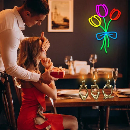 LED Sign for Business Neon Wall Logo Store Mother's Leaf Light Flower Accessories Bunch Shop Bedroom Home Garden Decor Gift Room