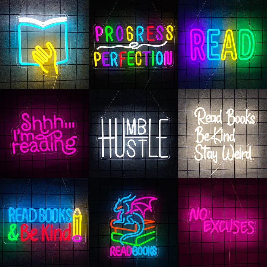 LED  Neon Light  for Classroom Bookstore Library Museum Study Room Read Books Be Kind Stay Weird Neon Sign for Wall Decor