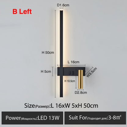 Nordic Led Wall Lamp Interior Lighting Fixture for Home Tv Bedside Living Room Corridor Decoration Modern Wall Light Sconces