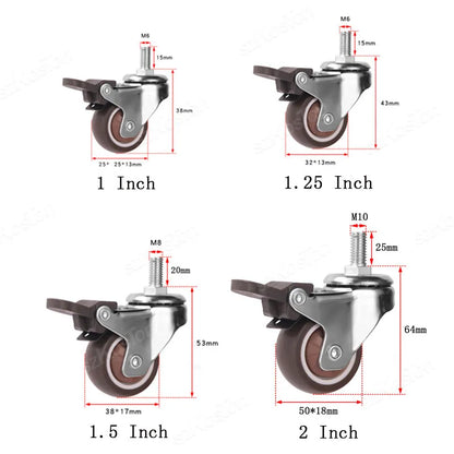 4pcs Furniture Casters Wheels Soft Rubber Swivel Caster Quite Roller Wheels for Trolley Baby Crib Bed Wheels Household Accessory