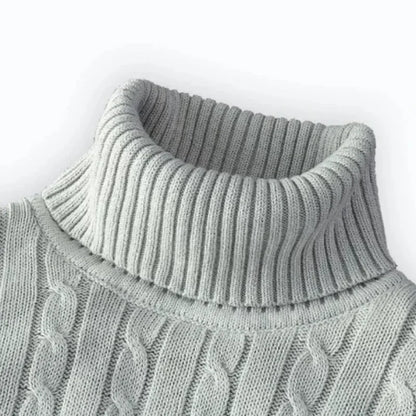 Men's High Neck Sweater Solid Color Pullover Knitted Warm Casual Turtleneck   Men Clothes