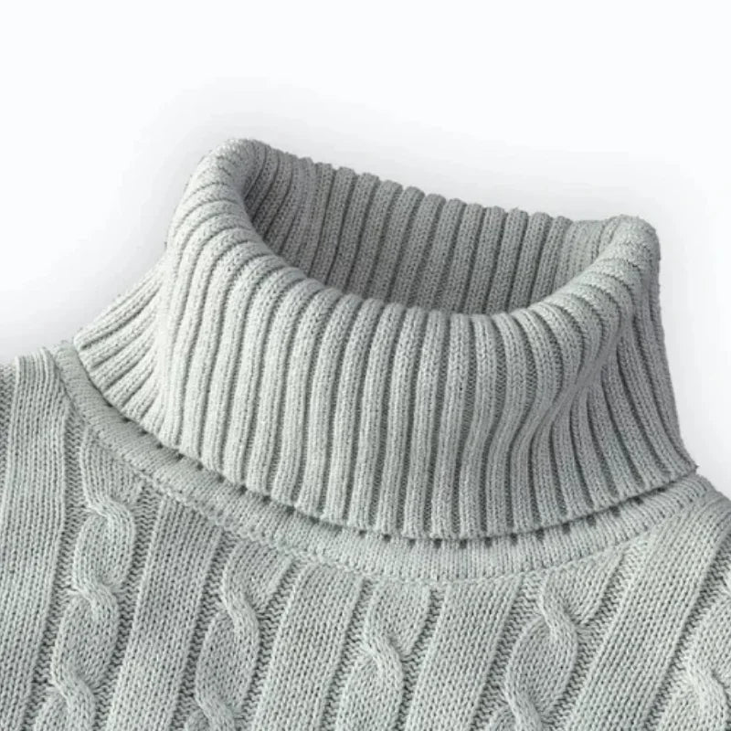 Men's High Neck Sweater Solid Color Pullover Knitted Warm Casual Turtleneck   Men Clothes