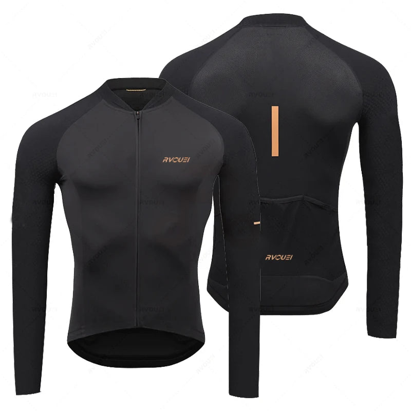 Rvouei Breathable Long Sleeve Cycling Jersey Set Bib Pants Ropa Maillot Ciclismo Bicycle Clothing MTB Bike Uniform Men Clothes