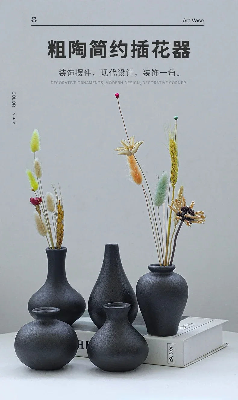 5-piece Set of Simple Ceramic Vases, Fresh Small Vases, Desktop Decorations, Simple Porch, TV Cabinet, Home Crafts