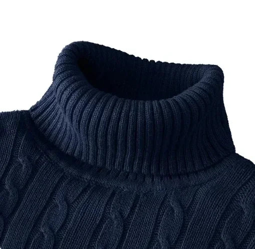 Men's High Neck Sweater Solid Color Pullover Knitted Warm Casual Turtleneck   Men Clothes