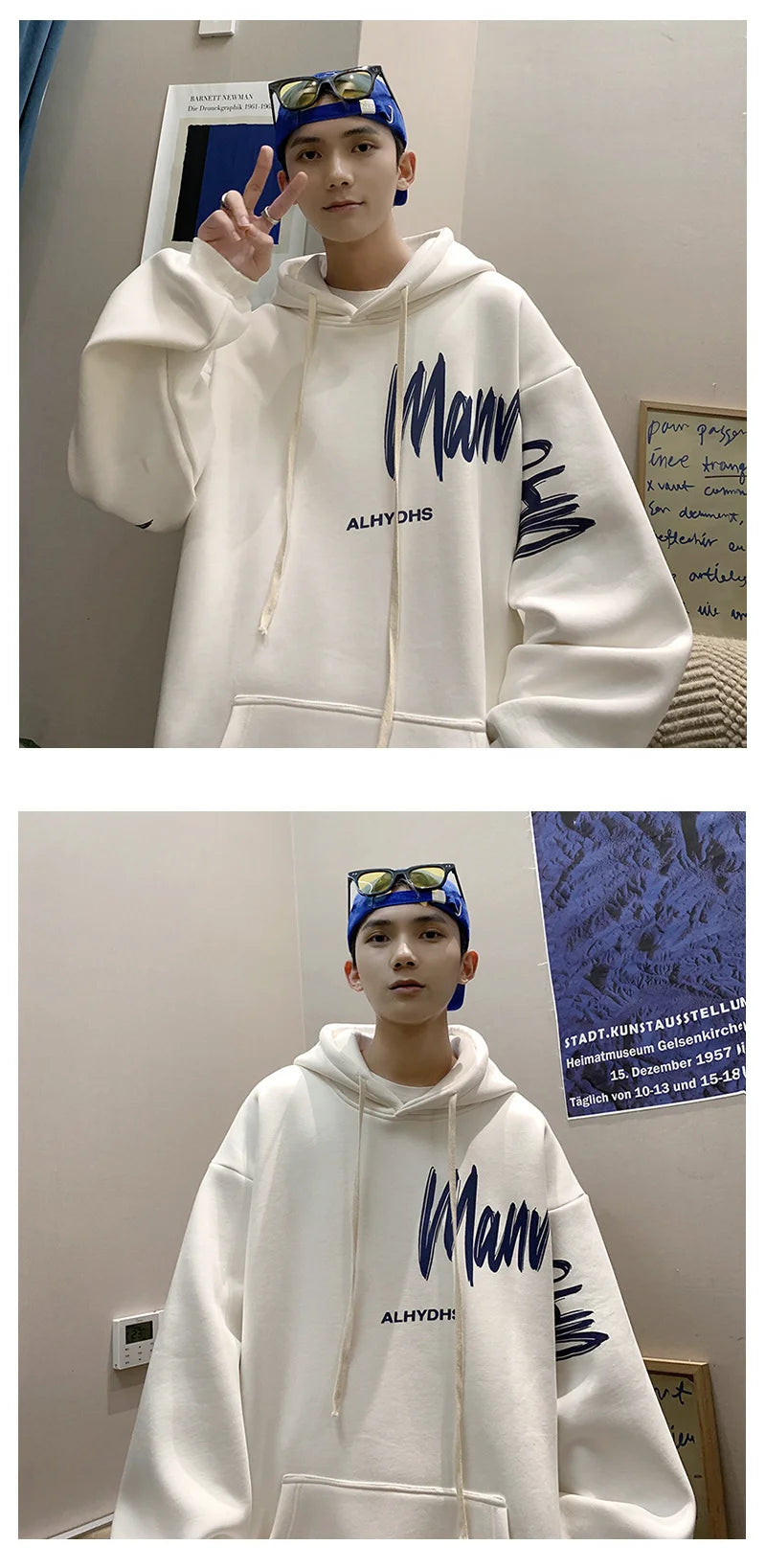 Men's Oversized Hoodie White With Hat 5XL Hoodies Oversize for Men Funny Letter Print Man Casual Wear Hoody Male Sweatshirt