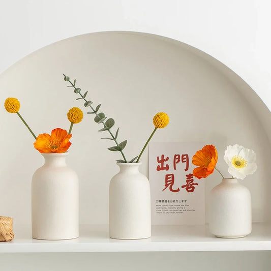 White Mini Ceramics Vase Ceramic Flower Vase Solid Vases for Flower Home Table Decor Vase Flower Bottle Solid Vases For Decor