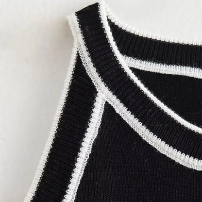 MUJER Black Knit Tank Tops for Women Sleeveless Crop Top Woman off Shoulder Knitted Women's Vest top youthful women's Tops