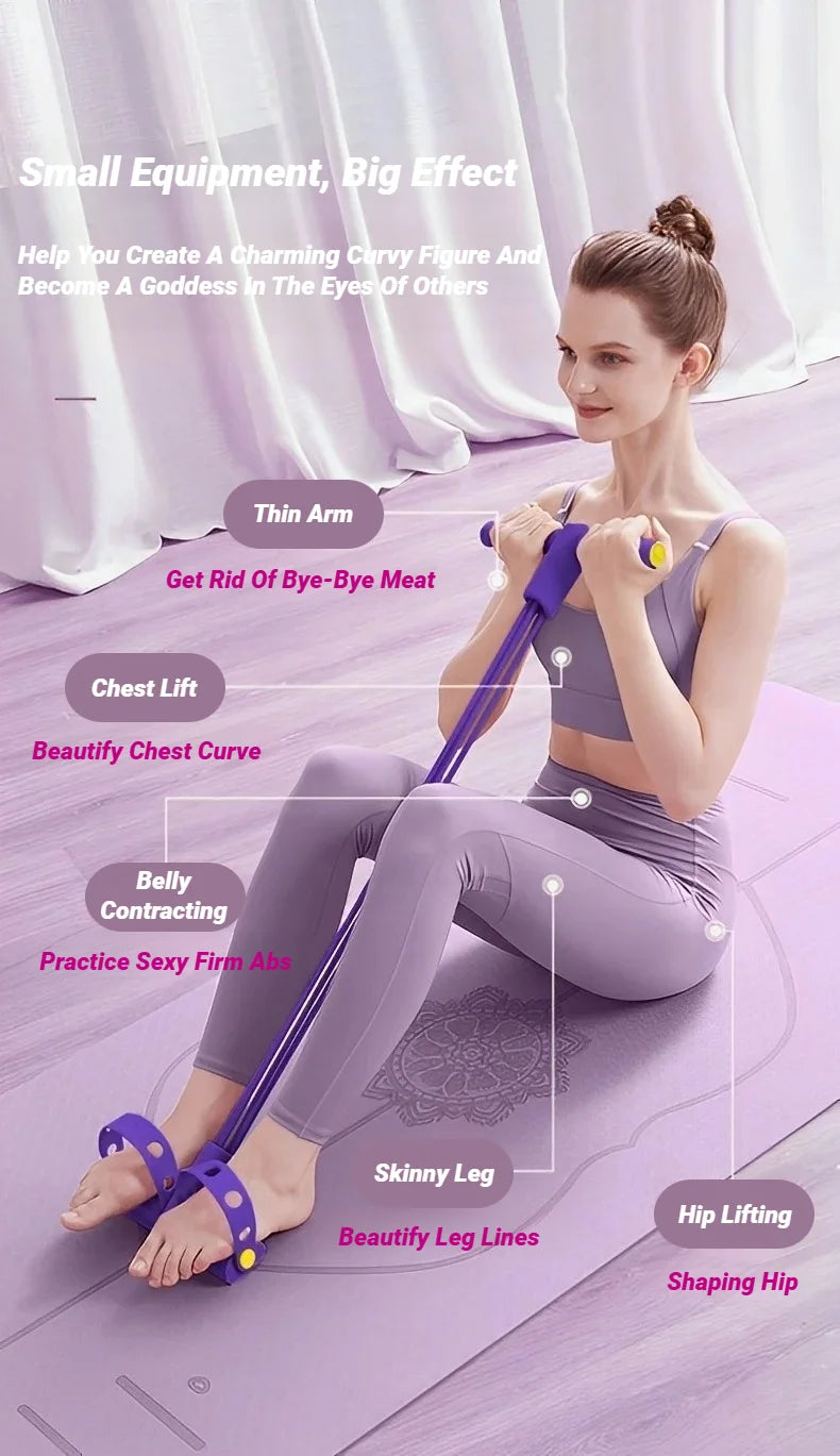 Four-Tube Pedal Tensioner Multi-Functional Household Fitness Equipment Yoga Abdominal Strengthening Elastic Band Tension Rope