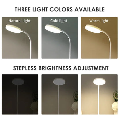 USB Plug-in Portable LED Desk Lamp - 3 Color Stepless Dimming Eye Protection Bedroom Bedside Table Light