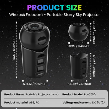 Rechargeable Portable Galaxy Light Projector,4 HD Film Discs and Night Light Projector with Adjustable Focus Lens