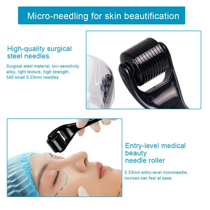 1Pcs Derma Roller 0.2/0.25/0.3mm for Hair Beard Grow Titanium 540 Microneedles Cosmetic Beauty Facial Device for Women and Man
