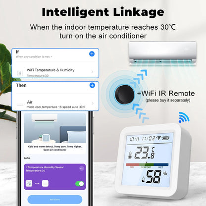 ONENUO Tuya WIFI Temperature Humidity Sensor Hygrometer Thermometer Smart Home Backlight Smart Life Support Alexa Assistant