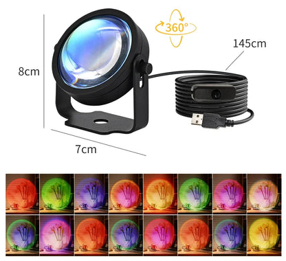 Smart Sunset Lamp Tuya USB Sunset Projector Light RGB Smart Life APP Remote For Room Photography Background Decor Lighting