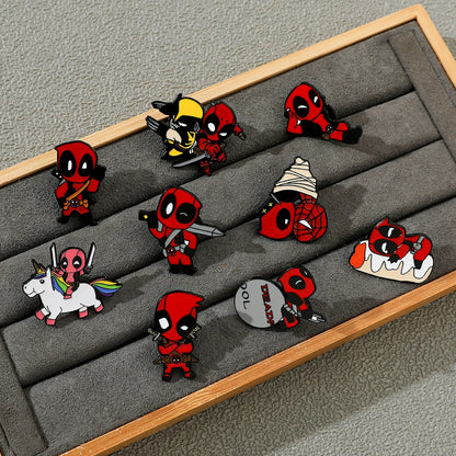 3 Pcs cartoon characters Metal Badge Deadpool Enamel brooch Men's and women's Clothing Bags  Accessories Decorative pins