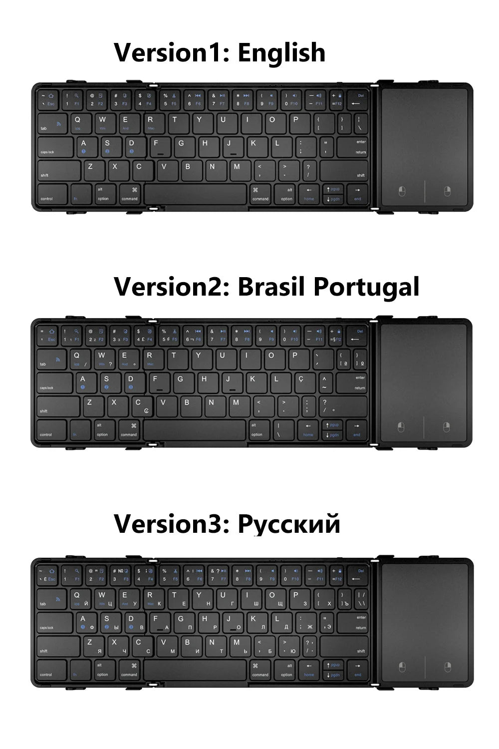 Foldable Bluetooth Keyboard with Touchpad Wireless Folding Keyboard with PU Leather for iOS Android Windows,Support 3 Devices