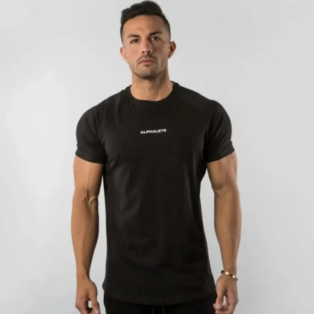 Retro GYM Men's Slim Fit Gym Cotton Muscle Fit T Shirts for Fitness Bodybuilding and Sport Training Summer Casual Clothing