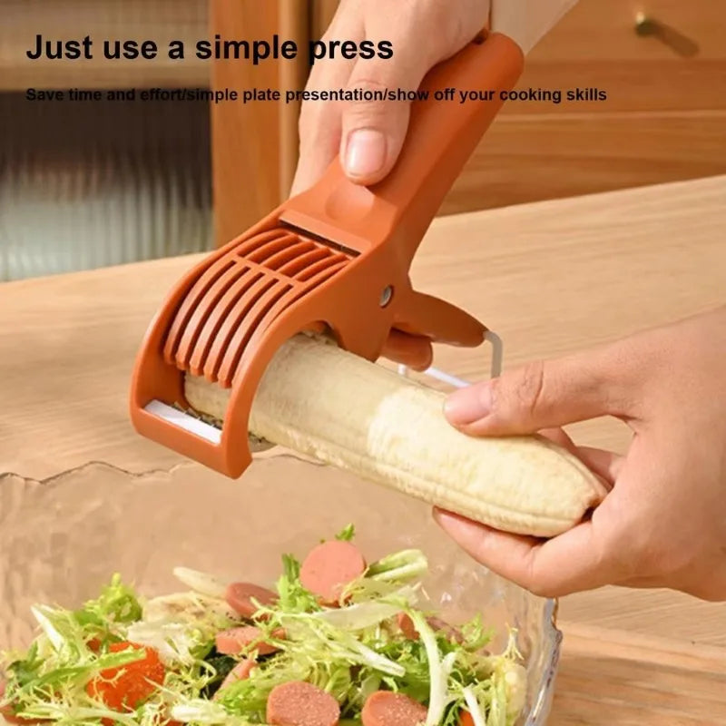 Fruit & Vegetable Slicer, Food - Grade Spring - Clip Cutter, Wavy Blade Even Slicing Kitchen Tool