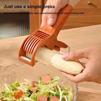 Fruit & Vegetable Slicer, Food - Grade Spring - Clip Cutter, Wavy Blade Even Slicing Kitchen Tool