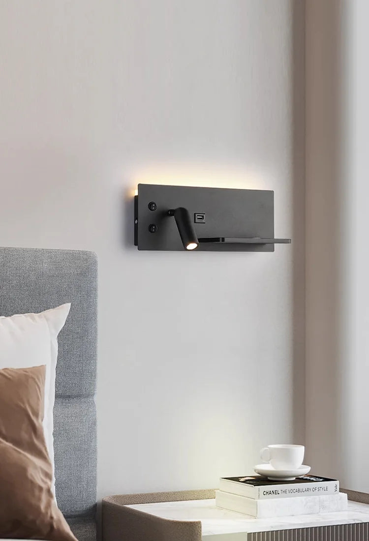 Nordic 12W LED Wall Light With USB Fast Charging  Modern Free Rotation Angle Wall Sconces for Bedroom Living Room Bedside
