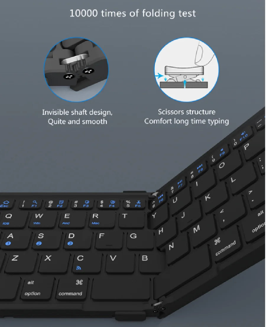Foldable Bluetooth Keyboard Wireless Folding Keyboard for iPhone ipad Smartphone Mini Rechargeable Travel Keyboard Russia/Korea