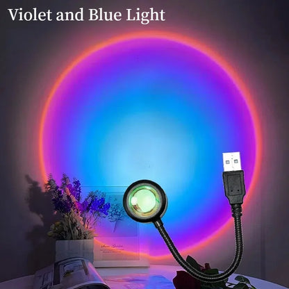 LED Sunset Lamp USB Rainbow Neon Night Light Projector Lamp Room Phone Self Photography Atmosphere Light Bedroom Wall Decor Gift